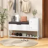 COSTWAY Ławka na buty z pokrywą na zawiasach, siedziskiem i Podgląd zdjęcia produktu 2