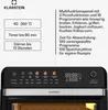 A product image showing the Klarstein AirGlaze Digital Hot Air Fryer with its control panel and descriptive text. Produktbild-Vorschau