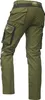 Back view of green cargo pants with black accents and multiple pockets. Produktbild-Vorschau