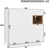 A technical drawing of a white cabinet with dimensions indicated by numbers and lines. Anteprima dell’immagine prodotto