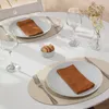 Tischsets oval 4er Set 33x45 cm – recyceltes Leder – Cookie Produktbild-Vorschau 1