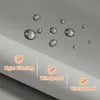 A close-up of a light gray fabric with water droplets on it, and text overlays highlighting product features. Náhled obrázku produktu