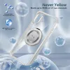 A transparent phone case with a magnetic ring holder is shown with bubbles and water effects. Produktbild-Vorschau
