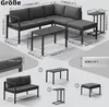 A diagram showing the dimensions of a modular outdoor furniture set. Produktbild-Vorschau