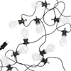 A string of clear LED light bulbs with black cords and sockets, against a white background. Anteprima dell’immagine prodotto