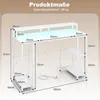 COSTWAY počítačový stôl s LED osvetlením, zásuvkami, Náhľad obrázku produktu 3