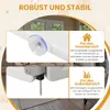 Collage showing two different ways to secure a pet playpen: one with suction cups for indoor use and another with stakes for outdoor use. Produktbild-Vorschau