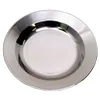 A single, empty metal plate shown from a top-down diagonal angle. Produktbild-Vorschau