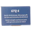 The image shows the side of a blue cardboard box with white text. Produktbild-Vorschau
