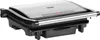 A silver and black electric panini grill is shown from a slightly elevated front-left angle against a white background. Produktbild-Vorschau