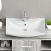 s Keramik-Waschbecken rechteckig mit Überlauf und Hahnloch Produktbild-Vorschau 7