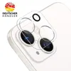 A close-up view of a smartphone camera lens protector on a white smartphone. Produktbild-Vorschau