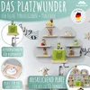 A display of a storage solution for Tonie figures and Toniebox, showcasing different storage configurations and features. Produktbild-Vorschau