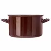 A brown enamel pot with two handles, shown from the front against a white background. Voir les images du produit