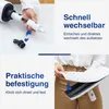 Collage showing close-ups of a cleaning device with text overlays in German. Produktbild-Vorschau