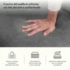 A hand pressing down on a gray fabric cushion, with three icons and descriptive text below. Anteprima dell’immagine prodotto