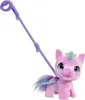 A pink plush unicorn toy with a purple leash and handle against a white background. Náhled obrázku produktu
