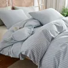 Bettwäsche Set 220x240 cm Baumwolle Blau Weiß Gestreift 1 Produktbild-Vorschau 4