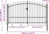 A diagram showing the dimensions of a black metal garden gate. Náhľad obrázku produktu