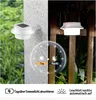 A split image showing a solar light in daylight on the left and at night on the right, with a diagram illustrating its function. Produktbild-Vorschau