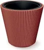 A brown planter with a black insert is shown against a white background. Produktbild-Vorschau