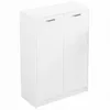 A white two-door cabinet with gold handles, shown from a slightly angled front view. Podgląd zdjęcia produktu