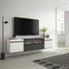 A modern media console with a built-in electric fireplace is mounted on a white wall. Anteprima dell’immagine prodotto