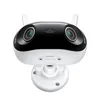 A white security camera with a black top and two antennas, mounted on a white bracket. Produktbild-Vorschau