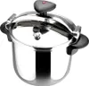 A stainless steel pressure cooker on a white background. Produktbild-Vorschau