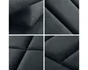 A collage of four close-up images showing the texture and stitching of a dark gray fabric. Anteprima dell’immagine prodotto