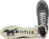 A pair of blue Mustang sneakers shown from the side and underneath. Produktbild-Vorschau