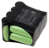 A black battery pack with visible green battery cells inside, set against a white background. Produktbild-Vorschau