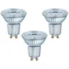 Three LED light bulbs are arranged in a triangular formation against a white background. Produktbild-Vorschau