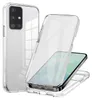 A clear protective phone case is shown from multiple angles, with one phone inside the case. Produktbild-Vorschau