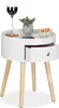 Relaxdays Beistelltisch rund, Schublade, Holzbeine, Produktbild-Vorschau 1