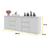 KOMODA 200 cm – BIELA, MATNÁ, 6 zásuviek, 3 dvierka, 3 Náhľad obrázku produktu 2