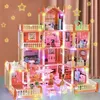 LED-beleuchtetes Puppenhaus mit 11 Zimmern, 4 Puppen, Möbel Produktbild-Vorschau 8