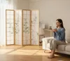 4 pan Paravent japonais bois naturelle dessin bambou Voir les images du produit 2