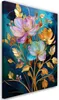 Obraz na plátne Farebné kvety Zlatá abstrakcia 40x60 Feeby Náhľad obrázku produktu 1