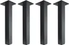 Four black table legs are arranged in a row against a white background. Produktbild-Vorschau