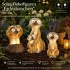 Erdmännchen Solar LED 3er Set Gartenfiguren Balkon Terrasse Produktbild-Vorschau 2