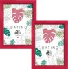 Two red picture frames with a tropical leaf pattern inside. Produktbild-Vorschau