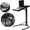 A collage of images showing a black foldable laptop table with a laptop on it, in different settings. Náhľad obrázku produktu