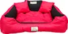 A red and black dog bed with raised sides and a central cushion. Voir les images du produit