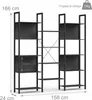 Libreria Relaxdays, 14 ripiani, effetto legno e metallo, Anteprima dell’immagine prodotto 4