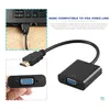 A product collage showing an HDMI to VGA adapter connected to a laptop and a close-up of the adapter's VGA port, with descriptive text. Produktbild-Vorschau