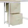 A close-up view of two fabric storage drawers integrated into a white metal frame, likely part of a loft bed or desk unit. Voir les images du produit