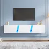 Merax Armoire TV murale 180x35x30cm, LED Lowboard avec 3 Voir les images du produit 3
