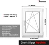Diagram showing dimensions and specifications of a window. Produktbild-Vorschau