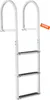 A white dock ladder with three removable steps, each with a black non-slip mat, is shown against a white background. An orange VEVOR tag is attached to the right side of the ladder. Podgląd zdjęcia produktu